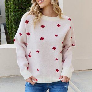 POL Floral Pattern Hooded High-Low Sweater